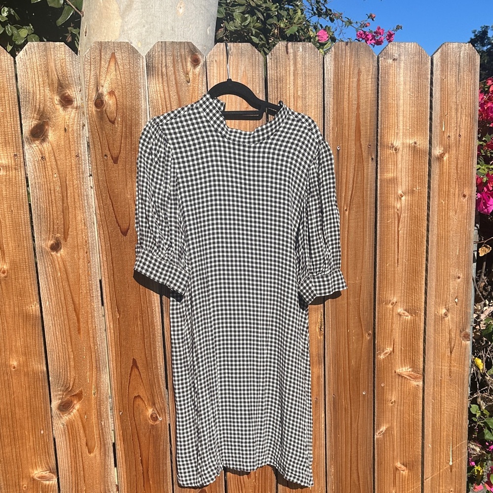 Ganni Gingham Black and White Checkered Dress